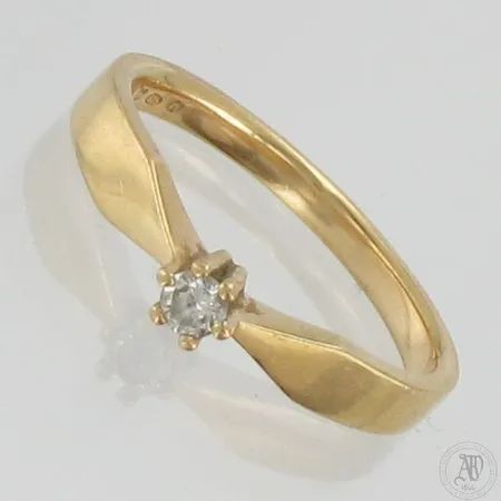 Timanttisormus 1xn.0.10ct, koko 17½, 585,   Paino: 3,1 g