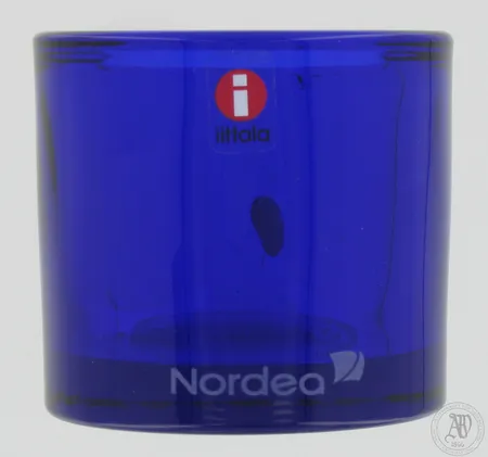 Kynttilälyhty Iittala Kivi, 80mm, sininen, Nordea kaiverrus. 