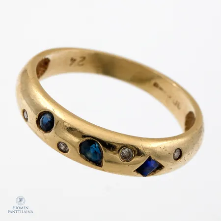 Sinisafiirisormus 4xn.0.01ct, koko 17, 585br, Paino: 2,6 g