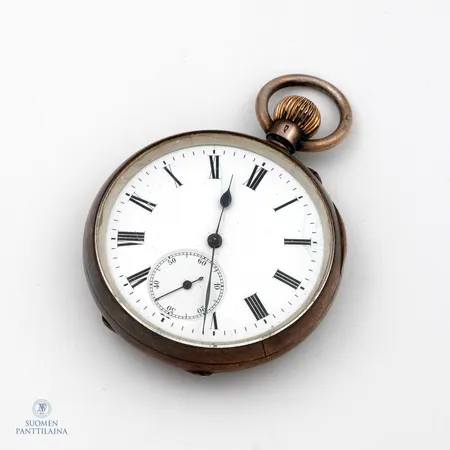 Hopeataskukello, mekaaninen, Ø 48mm, kellon perät metallia, 925br, 