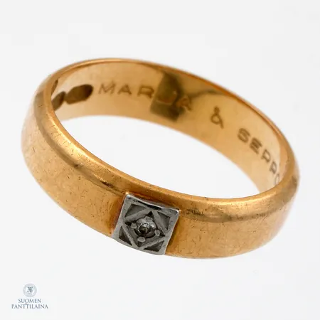 Timanttisormus 1xn.0.01ct, kaiverrettu, koko 16¼, 750,  Paino: 4,3 g