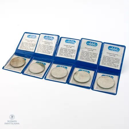 Viisi juhlarahaa, Kalevala 150 vuotta, yht. nimellisarvo 250mk, 500, Paino: 100 g