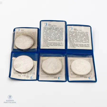 Kolme juhlarahaa, EMX Helsinki 1971, nimellisarvo 30mk, 500, Paino: 72 g