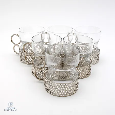 Kuusi glögilasia, Iittala, Tsaikka, design Timo Sarpaneva, 23cl