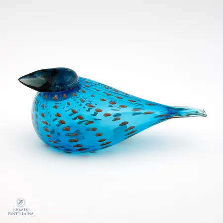 Lasilintu, Korallihaahka Vuosilintu 2011, signeeraus O.Toikka Nuutajärvi, mitat 240x105mm, pohjassa pientä kulumaa