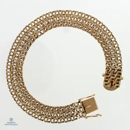 Bismarck-ranneketju, pituus 195mm, leveys 10mm, Käsityö- leima, 585,  Paino: 13 g