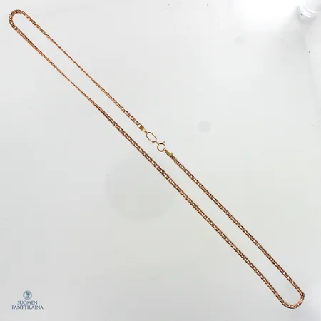 Panssarikaulaketju, käytön jälkiä, pituus 46,5cm, leveys 2mm, 585,  Paino: 3,1 g