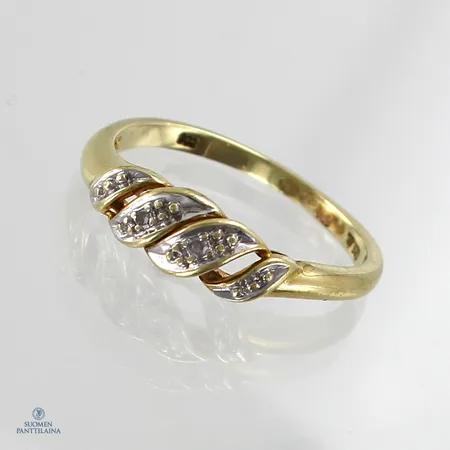 Timanttisormus 2xn.0.005ct, koko 16¼, 585,  Paino: 1,8 g