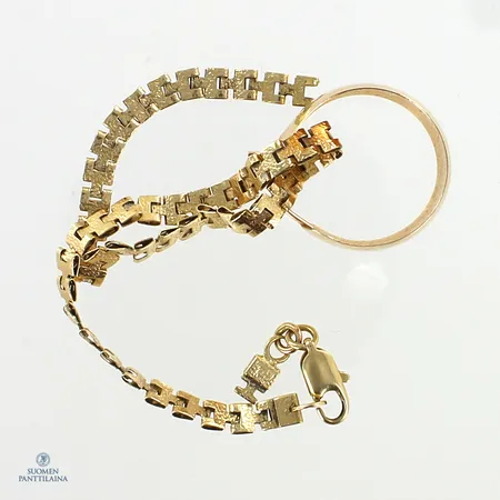 Viallinen ranneketju ja pariton korvarengas, 585,  Paino: 5,2 g