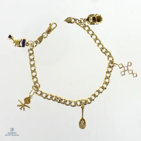 Panssariranneketju maskoteilla, pituus 200mm, 750, kaksi maskottia 585,  Paino: 14,5 g