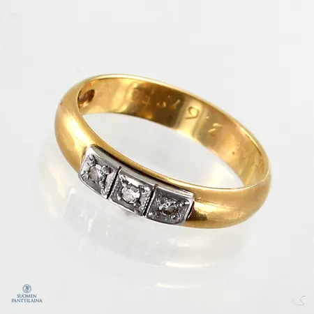 Timanttisormus 3xn.0.02ct, kaiverrettu, koko 17,  Paino: 3,7 g