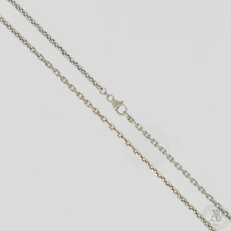 Ankkurikaulaketju, pituus 51cm, leveys 3mm, 585 valkokulta, Paino: 22,8 g