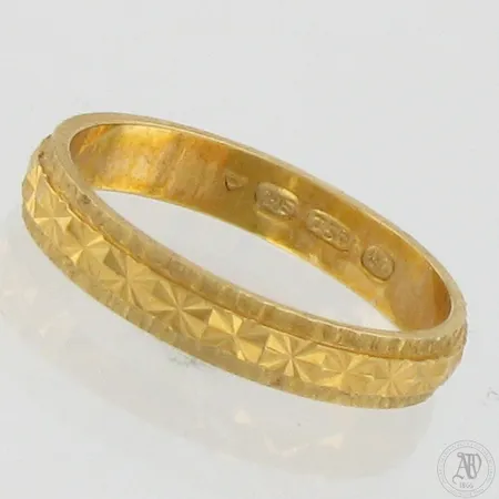 Kuvioitu-sormus, koko 15¼, 750,  Paino: 2 g