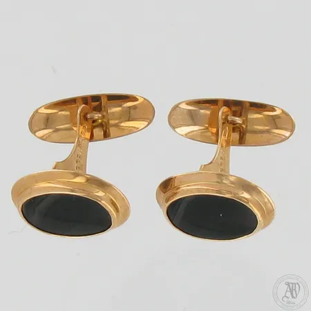 Onyx-kalvosinnapit, korkeus 13mm, leveys 17mm, 585br,  Paino: 3,6 g