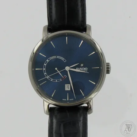 Rannekello Rado DiaMaster, power reserve, automaatti, keraaminen, nahkaranneke, 23 kivinen, 772.0138.3, WR 10bar (100m), takuutodistus, ostettu 27.11.2020 Kultakello, ohjekirja ja säilytysrasia 