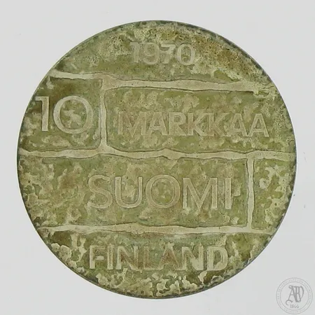 Juhlaraha, J.K Paasikivi 1970, nimellisarvo 10mk, 500, Paino: 22,8 g