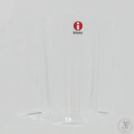 Aalto-maljakko, Iittala, mitat 100x120mm, kirkas, reunasarö. 