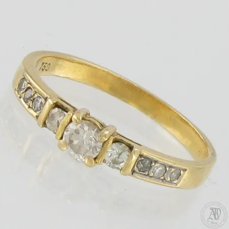 Timanttisormus 6xn.0.01ct 2x.0.04ct 1x0.15ct, koko 17, 750, Paino: 2,4 g