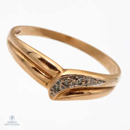 Timanttisormus 3xn.0.005ct, koko 18, 585 kelta- ja valkokulta,  Paino: 1,5 g