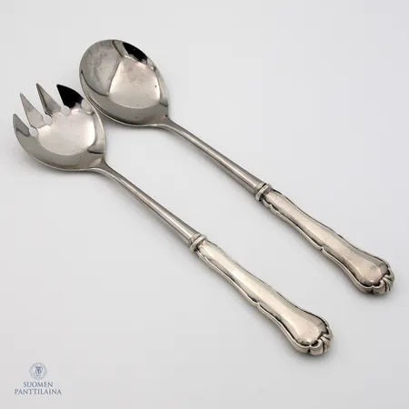 Salaattiottimet, Chippendale, kaiverrettu, pituus 255mm, 830br,  Paino: 160,6 g