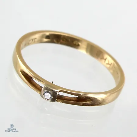 Timanttisormus 1xn.0.01ct, koko 16½, 750 kelta- ja valkokulta,  Paino: 1,6 g