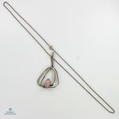 Kaulaketju kiviriipuksella, ketjun pituus 55,5cm, riipuksen korkeus 60mm, vuodelta 1961, 916br, 	 Paino: 12,6 g