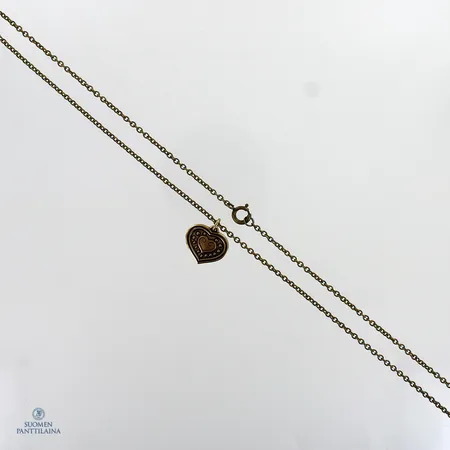 Kaulakoru, Euran sydän, Kalevala Koru, ketjun pituus 61cm, riipuksen korkeus 20mm, pronssi