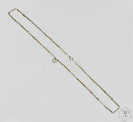 Sydän-kaulakoru timanteilla 19xn.0.01ct, pituus 45cm, leveys 2mm, Ø 10mm, 750,  Paino: 12,4 g
