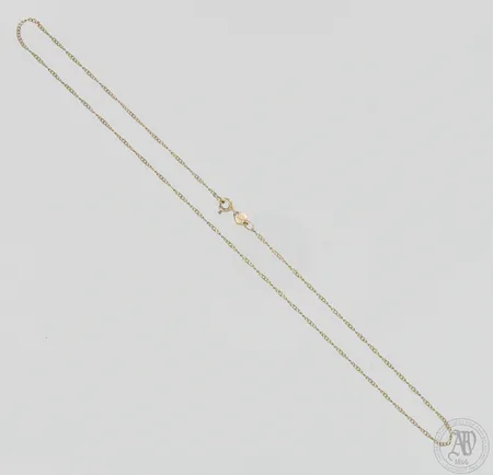 Singapore-kaulaketju, pituus 43cm, leveys 1mm, 585 valkokulta,  Paino: 2,1 g