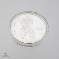 Hopeinen juhlaraha, Hella Wuolijoki, 2011, 10 euroa, 925, Paino: 25,5 g