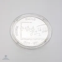 Hopeinen juhlaraha, Fredrik Pacius 200 vuotta,  10 euroa, 925, Paino: 25,5 g