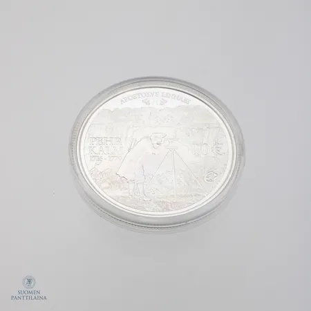 Hopeinen juhlaraha, Pehr Kalm eurooppalaiset tutkimusmatkailijat, 2011, 10 euroa, 925, Paino: 17 g