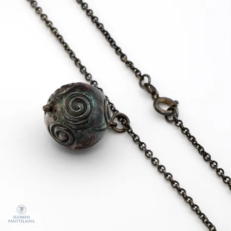 Kaulakoru, Kalevala Koru, Halikon Käätykoru Spiraali, ketjun pituus 62cm, riipuksen Ø 18mm, 925,  Paino: 9,7 g