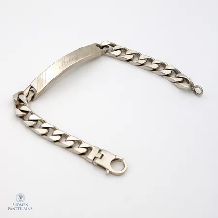 Laattapanssariranneketju, kaiverrettu, pituus 170mm, 925, Paino: 23,8 g