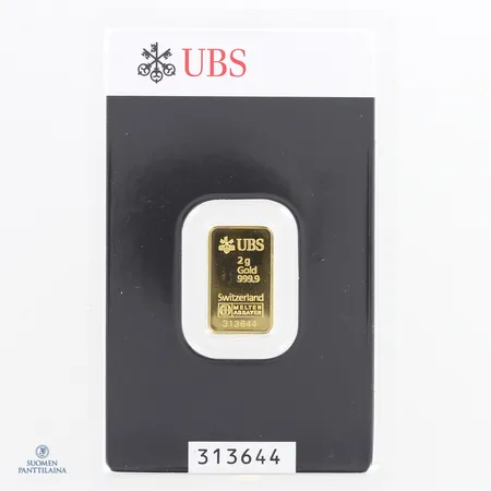 Kultaharkko, UBS, S:N 313644, 999,  Paino: 2 g