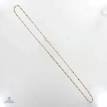 Figaro-kaulaketju, käytön jälkiä, pituus 46cm, 585,  Paino: 3,8 g