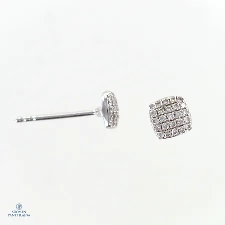 Timanttikorvakorut ilman taustoja 50xn.0.003ct, korkeus 5.6mm, 585valkokulta,  Paino: 0,7 g