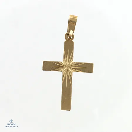 Risti-riipus, korkeus 24mm, 585,  Paino: 0,4 g
