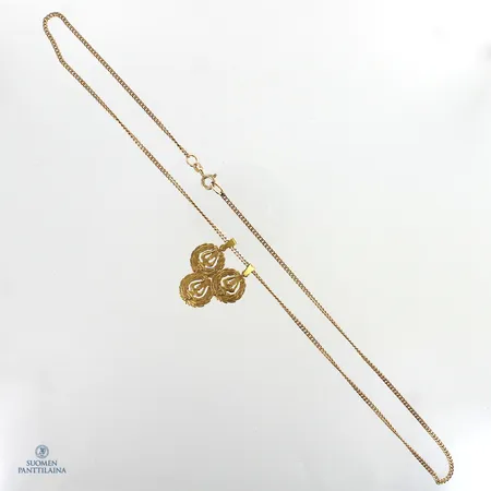 Panssarikaulaketju riipuksella, ketjun pituus 47cm, riipuksen korkeus 31mm, 585,  Paino: 6,4 g