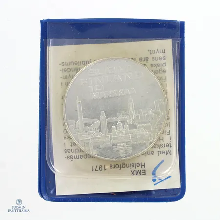Juhlaraha, EMX Helsinki 1971, nimellisarvo 10mk, 500,   Paino: 24,2 g