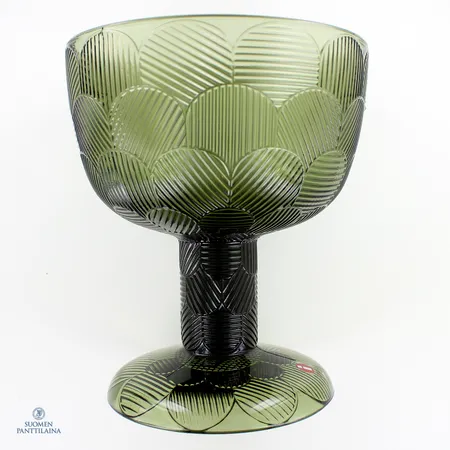 Tarjoilukulho Miranda, sammaleenvihreä, Heikki Orvola, korkeus 14cm, halkaisija 12cm. 