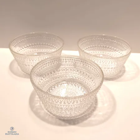 Kolme jälkiruokakulho Iittala, Kastehelmi, Ø 110mm, kirkas 