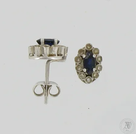 Kivikorvakorut timanteilla 20xn.0.005ct, osa istutuksista hieman vääntynyt, korkeus 8mm, 585br valkokulta,  Paino: 1,4 g