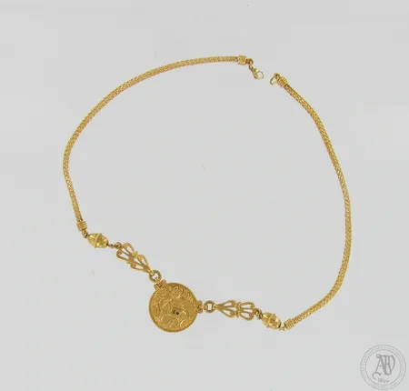Kaulakoru, Aurinkoleijona, Kalevala Koru, ketjun pituus 42,5cm, 750,  Paino: 29,8 g