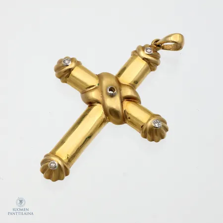 Viallinen ristiriipus timanteilla 4xn.0.01ct, 750,  Paino: 5,3 g