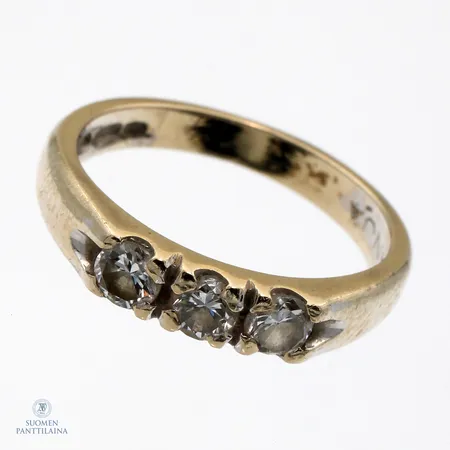 Timanttisormus 3xn.0.11ct, koko 14¼, 585,  Paino: 2,1 g