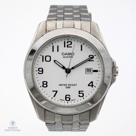 Teräsrannekello Casio, taulun Ø 41mm, käytön jälkiä, rannekkeen pituus 180mm, paristo loppu.