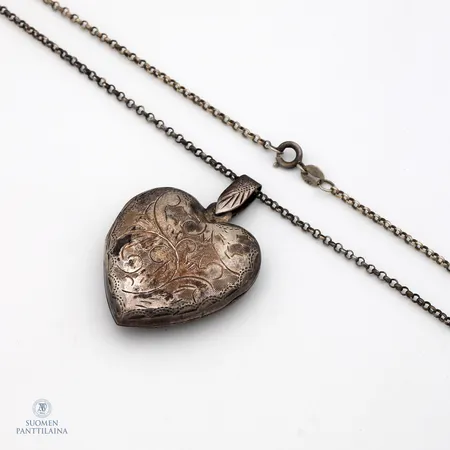 Papukaulaketju, pituus 61cm, medaljonki, korkeus 43mm, 925,  Paino: 14,5 g