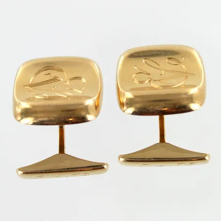 Kalvosinnapit, kaiverrettu, mitat 15x16mm, 585br,  Paino: 10,5 g