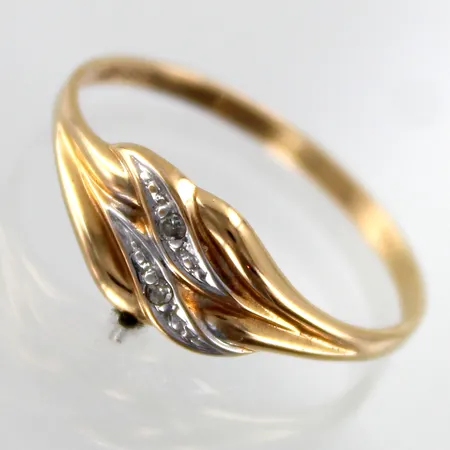 Timanttisormus 2xn.0.005ct, koko 19, 585,  Paino: 1,4 g